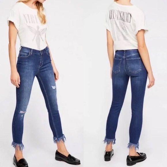 Free People Great Heights Frayed Skinny Jeans 27 - Picture 1 of 9